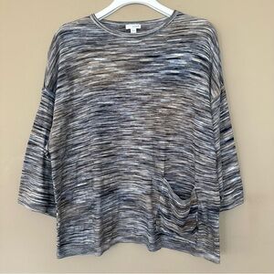Pure Jill by J. Jill Women S Oversized Boxy Top 3/4 Sleeve Lagenlook Space Dye